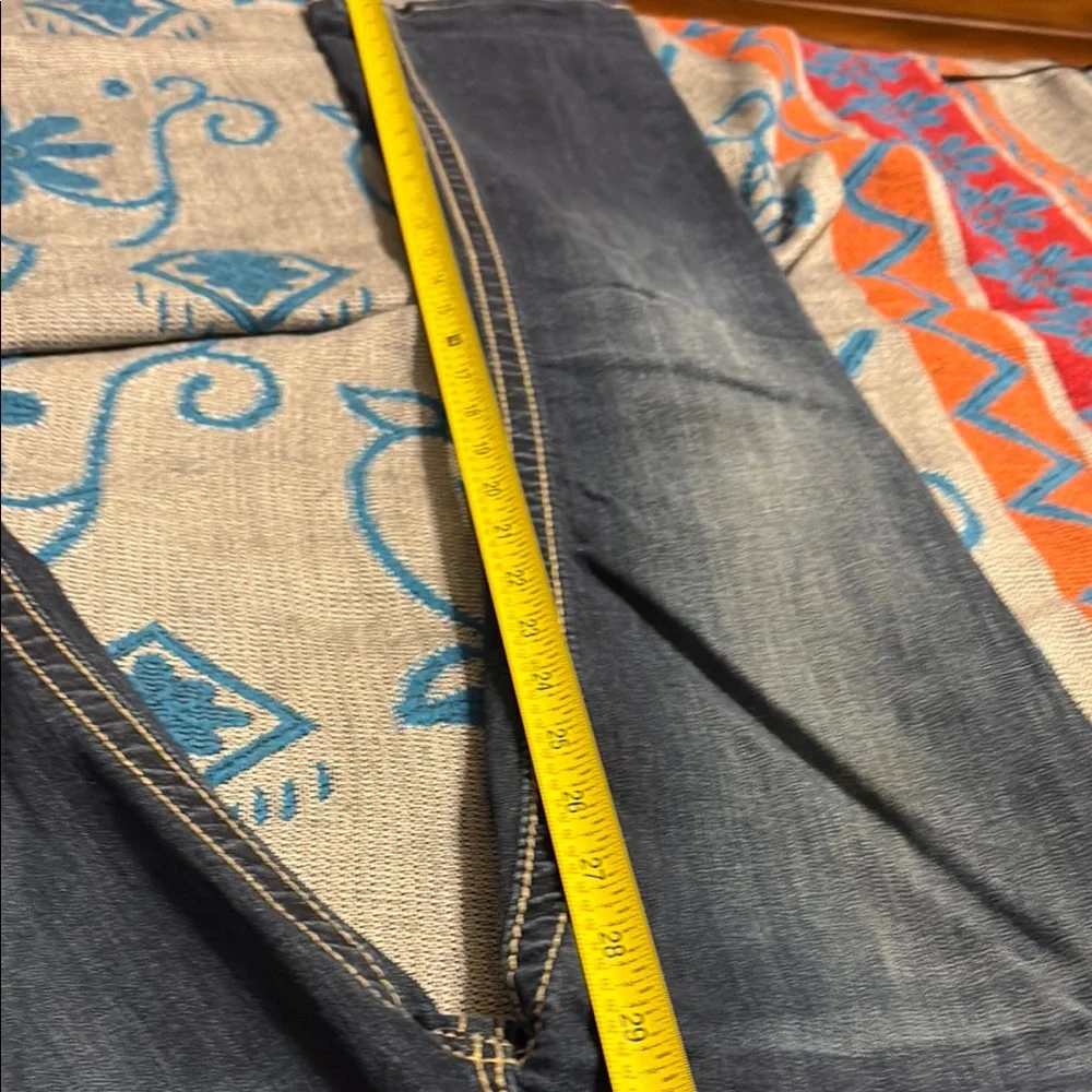 Miss Me Boot Cut Jeans in Blue and Gold with Fleur-de-Lis Embroidery - Picture 9 of 9